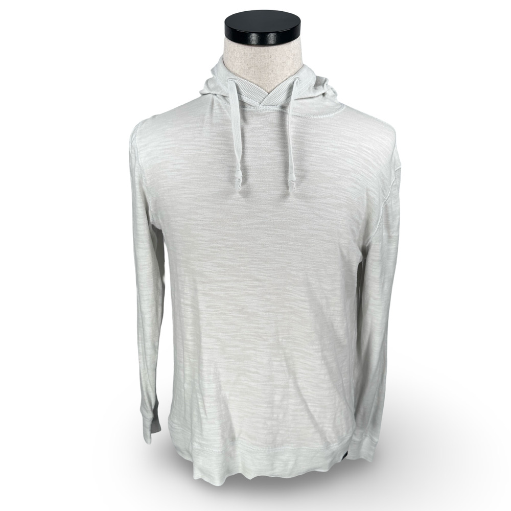 Faherty Hoodie Mens Small Heathered White Cotton Drawstring Long Sleeve Pullover